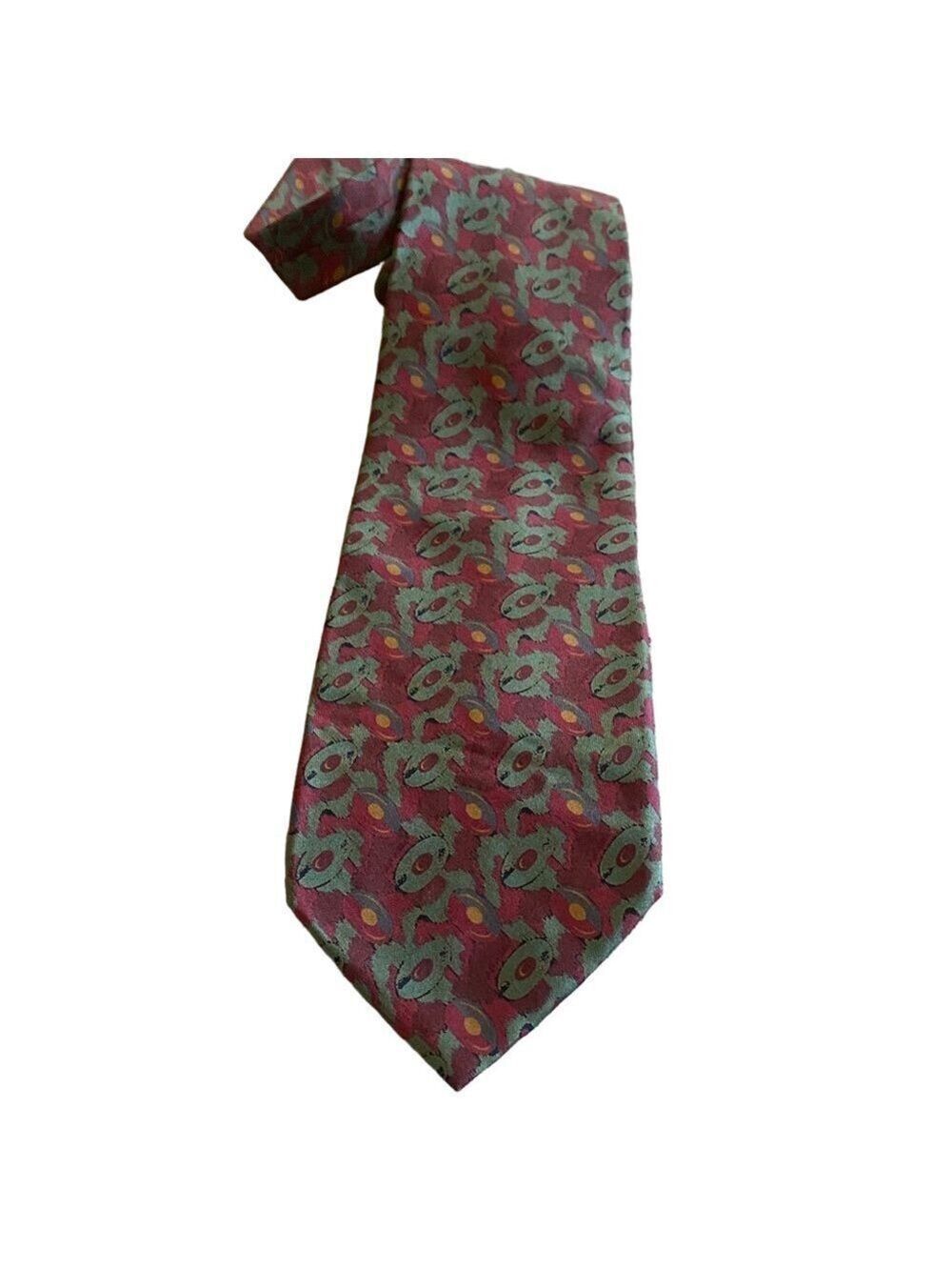 Bill Blass Burgundy and Green Patterned Tie